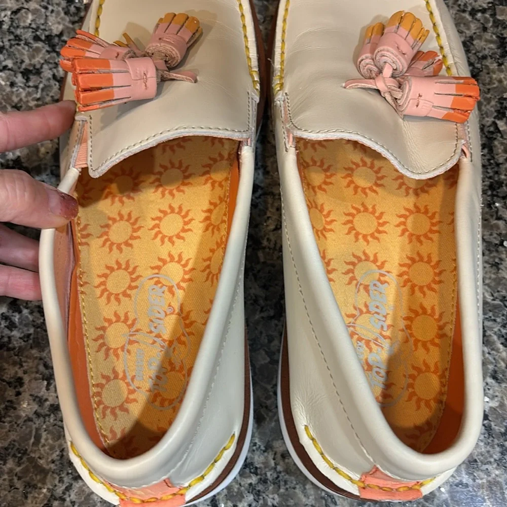 Sperry Top-sider Men’s Captains Tassel Ivory Leather Loafer Size 9 1/2